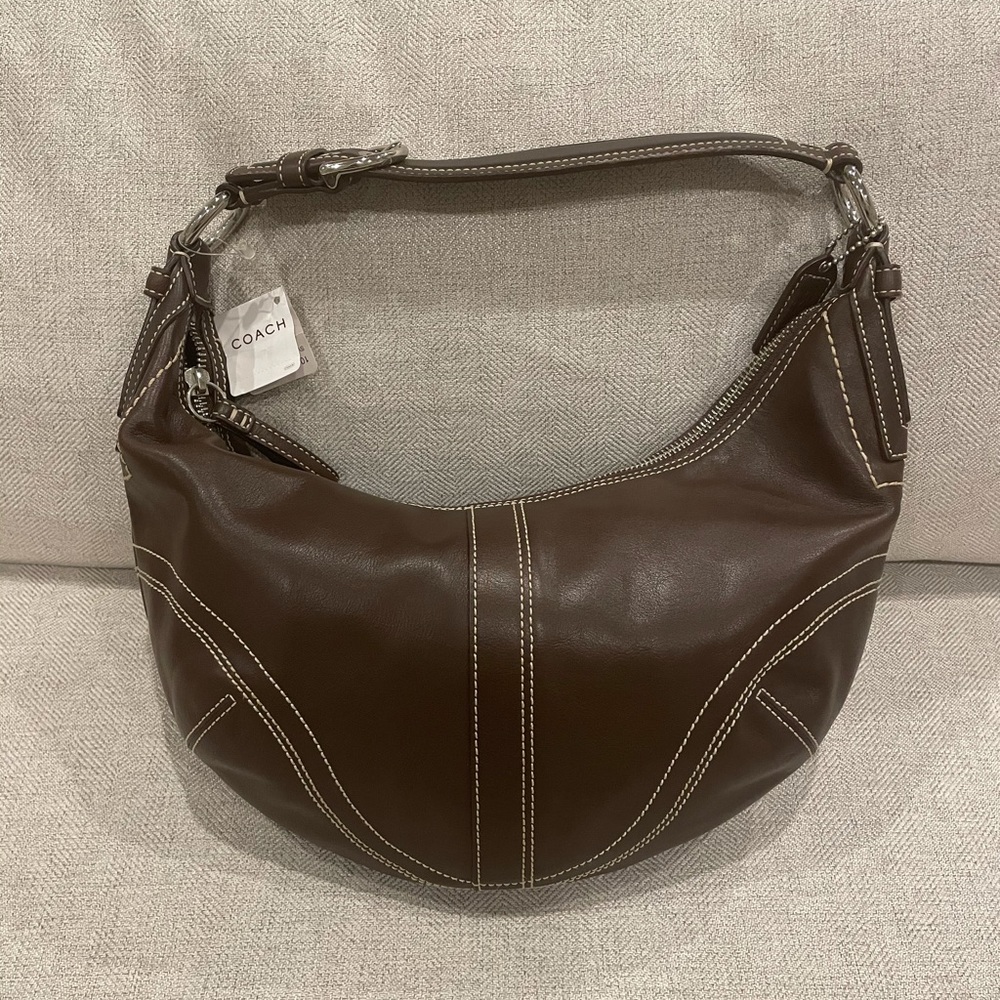 COACH brown leather hobo bag